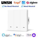 2000W Tuya EU UK Smart Zigbee Light Switch Push Button No/With Neutral Wire Switch Smart Life Via Alexa Google Home Yandex Alice