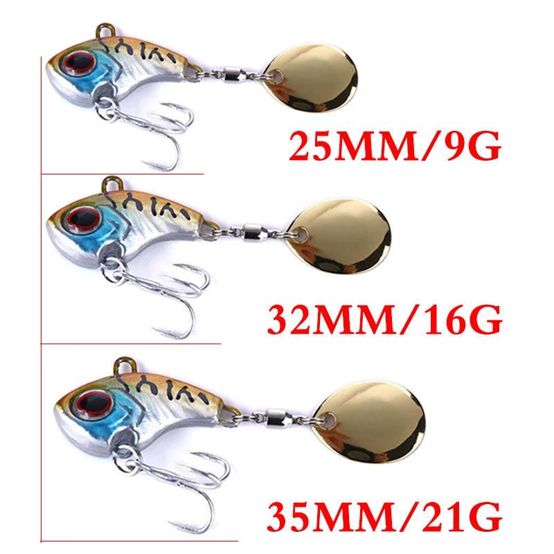 1Pcs 9g 16g 21g Metal VIB Spinner Vibration Fishing Bait With Tail Rotating Spoon Lures Sinking Swimbait Crankbaits Pesca Tackle