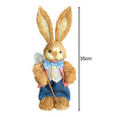 Cute Straw Rabbits Bunny Standing Decorations w/Carrots for Easter Party Home Garden Wedding Ornament Photo Props Crafts