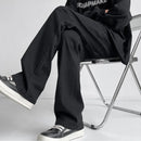 Autumn Vintage Straight Wide Legs BLACK Jeans Men's Streetwear Harajuku Washed Baggy Casual Flare Denim Trousers Y2K Male Pants