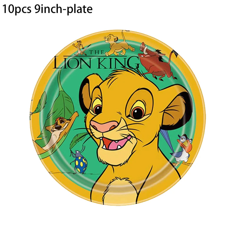 Lion King Simba Party Decorations Disposable Tableware Cup Plate Napkin Tablecloth Cake Topper Banner for Kids Party Supplies