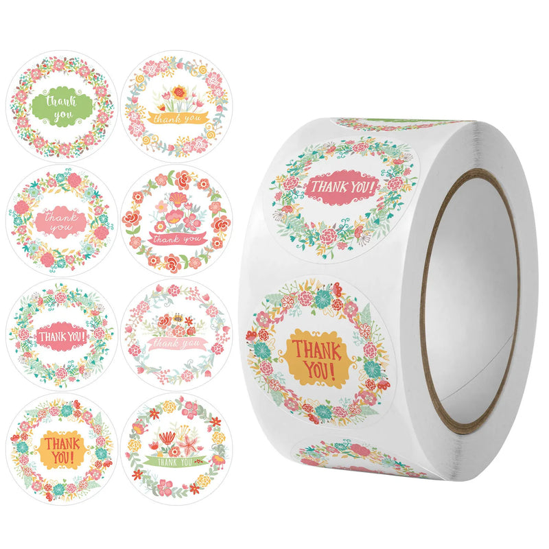 500pcs Labels Roll Flower Thank You Stickers Scrapbooking For Gift Decoration Stationery Sticker Seal Label Handmade Sticker