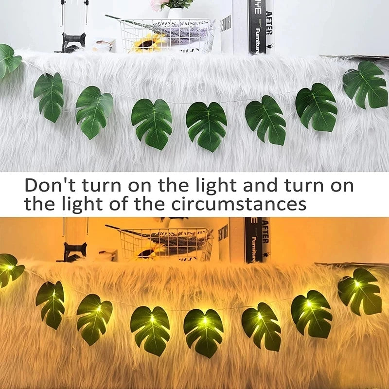 1.5m/3m LED Artificial Turtle Leaves String Lights Home Garden Wedding Baby Shower Hawaii Jungle Theme Birthday Party Decoration