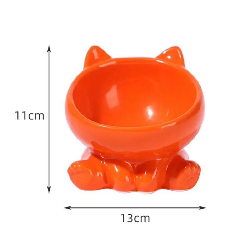 Cat Bowl Pet Accessories Ceramic Diagonal High Feet Cute Protection Cervical Spine Dog Bowl Drink Water Bowl Pet Supplies