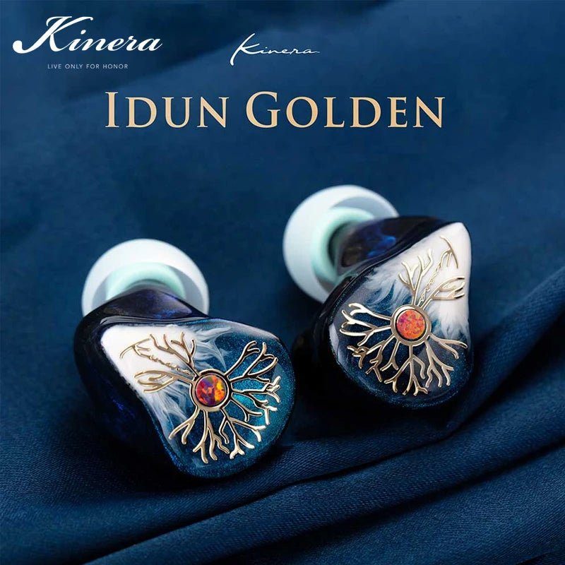 Kinera Idun Golden ( Idun 2.0 ) IEMs HIFI Earphones 2BA+1DD Handpainted Knowles BA Modular Cable with Stage Monitoring Cable