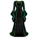 Medieval Renaissance Velvet Long Dress Women Victorian Retro Fancy Gown Halloween Cosplay Costume Plus Size