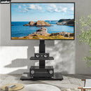 Rolling Floor TV Stand Tilting Height Adjustable for 32-70 Inch Portable TV Trolley Cart