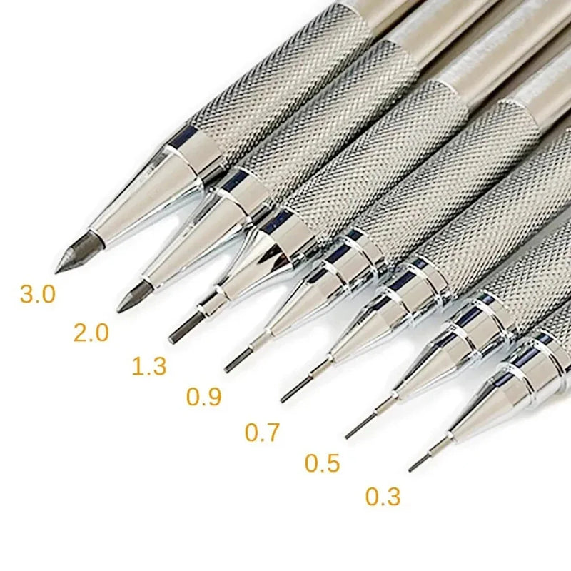 Metal Mechanical Pencil 0.3 0.5 0.7 0.9 1.3 2.0mm Automatic Pencil Art Drawing Painting Pencil with Leads Office School Supply