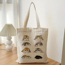 1pc Cute Cats Luggage Bags Harajuku Cartoon Vintage Shopping Canvas Bag Funny Women's Shoulder Bags Kawaii Gifts for Children