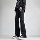 Autumn Vintage Straight Wide Legs BLACK Jeans Men's Streetwear Harajuku Washed Baggy Casual Flare Denim Trousers Y2K Male Pants