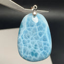 Natural Blue Larimar Pendants Necklaces for Women Rare Luxury Tortoisesh Bead Healing Gemstone Jewelry 925 Sterling Silver Clasp