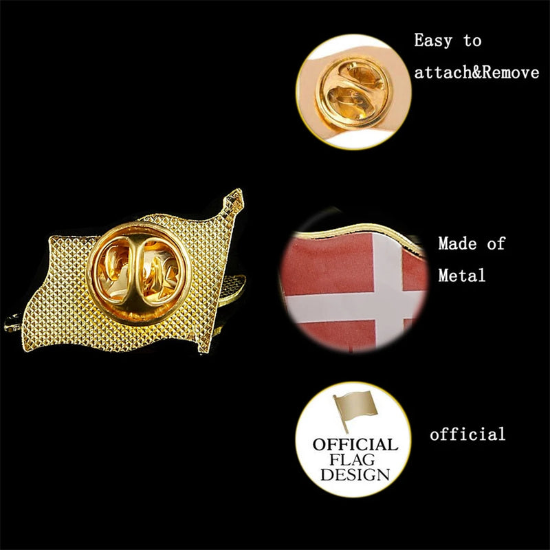 Denmark Waving Epoxy Flag Lapel Pin Badge Brooch Clothes/Hat/Tie Accrssories