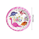 Cartoon Pink Dinosaur Birthday Party Decorations Disposable Tableware Plate Cup 3D Dinosaur Balloon for Girls Baby Toys Supplies