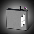 10pcs 20 Large-capacity Cigarettes USB Rechargeable Cigarette Case Lighter Double Arc Moisture-proof Lighter Gift for Men