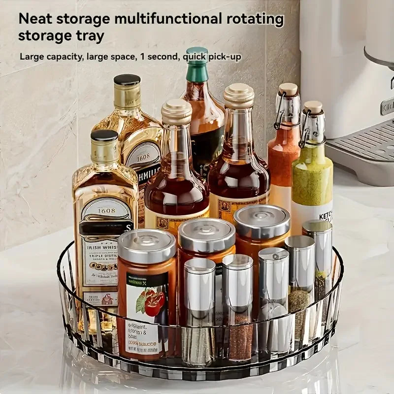 1PC Turntable Organizer 360 Rotating Multifunctional Turntable Spice Rack For Kitchen Cabinet And Seasoning And Kitchenware Tray