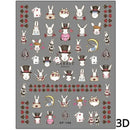 Rabbit Pearl Butterfly 5D Easter Egg Nobility Cute Bunny Soft Relief Self Adhesive Nail Art Decoration Sticker Hot 3D Nail Decal