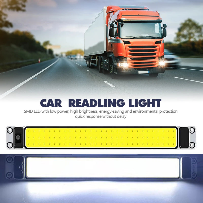 LED 12-24V Car Reading LED Night Strip Light Interior Light Ceiling Lamp with On Off Switch for Van Lorry Truck Camper Boat