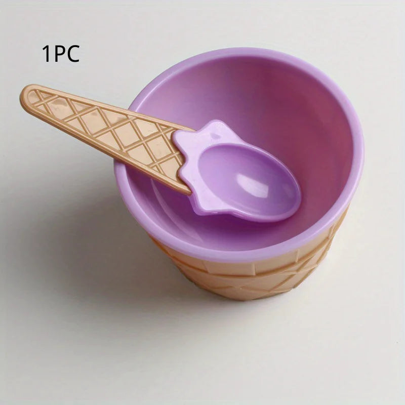 1/6pcs ice cream bowl and spoon set summer essential Christmas party ice cream mold bowl spoon kitchen supplies, kitchen tools