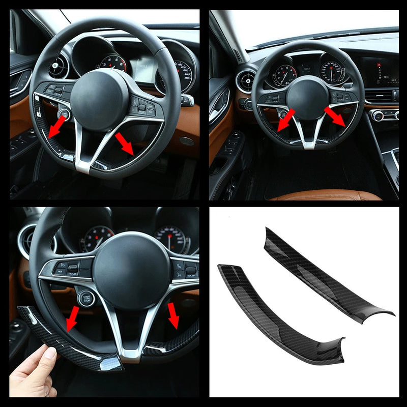 Car Interior Steering Wheel Decorative Decor Cover Trim for Alfa Romeo Stelvio/Giulia