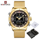 NAVIFORCE Men Watch Top Luxury Brand Man Military Sport Quartz Wrist Watches Stainless Steel LED Digital Clock Relogio Masculino