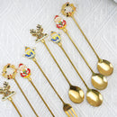 Stainless steel Christmas dessert spoon fork creative cartoon lovely afternoon tea coffee spoon fork spoon dinner set cutlery