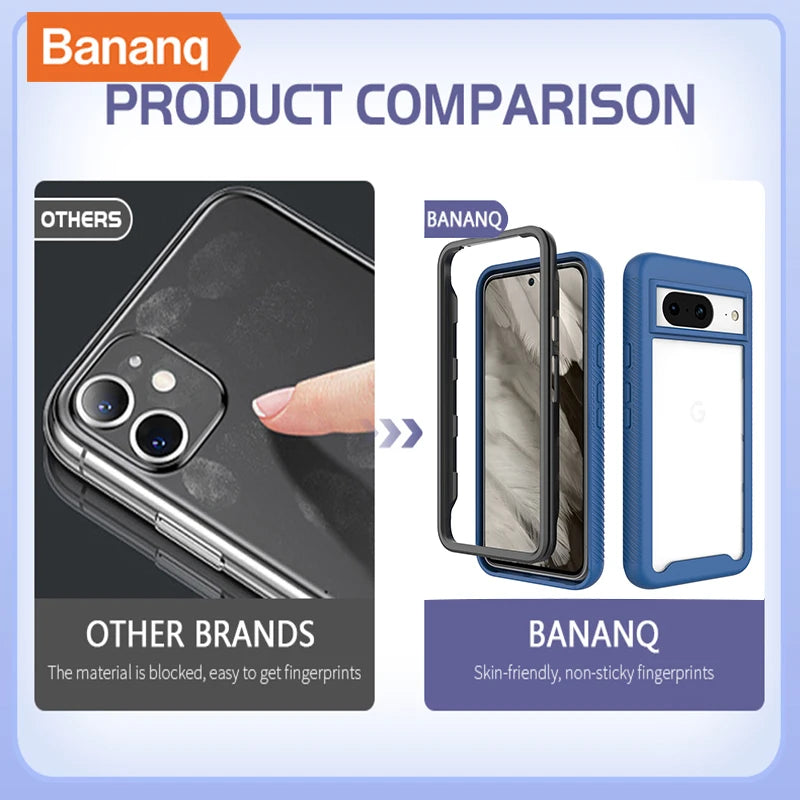 Bananq Shockproof Transparent Armor Case For Google Pixel 8 7 6 Pro 8A 7A 6A 5A Clear Phone Cover