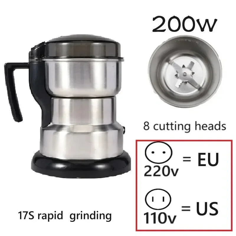 400W 304 Stainless Electric Grinder Eight Page Blade Electric Fast Grinding Multifunction Smash Machine Rice Beans Home Blender