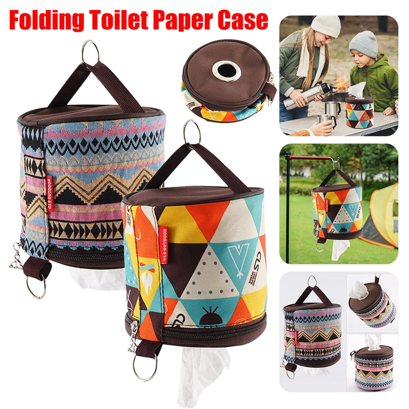 National Style Folding Toilet Paper Tissue Case Holder Portable Travel Napkin Storage Box Toilet Paper Container for Picnic Home