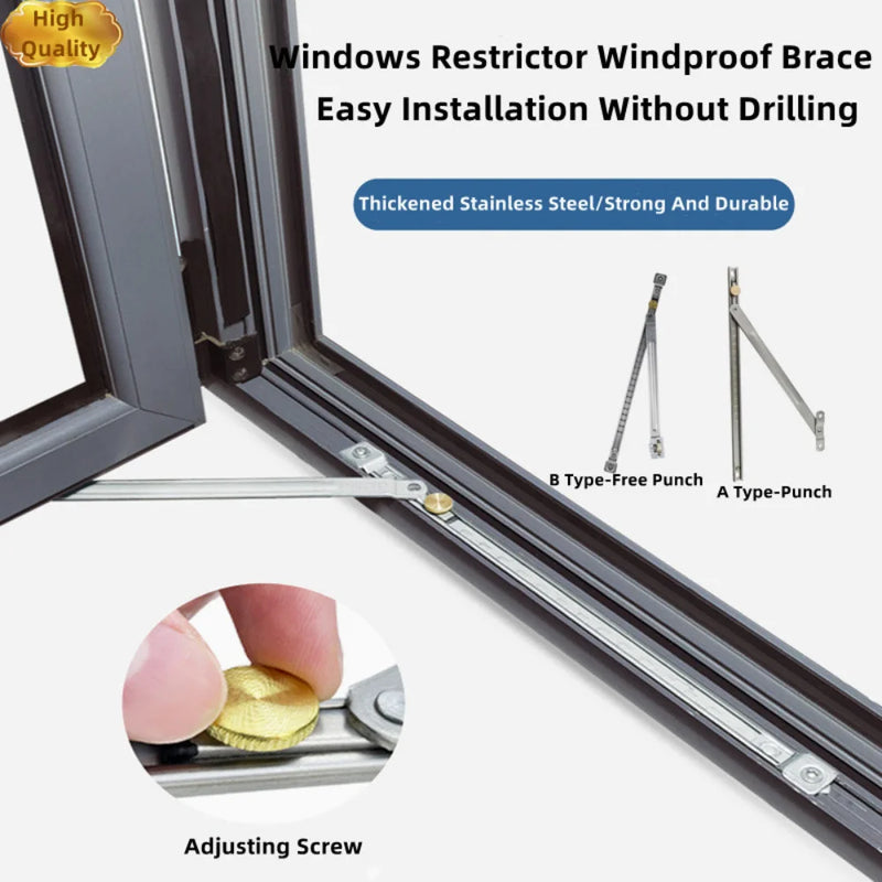 Durable Sliding Windows Restrictor Windproof Brace Stopper Children Safety Locks Window Support Opener Fixed Angle Controller