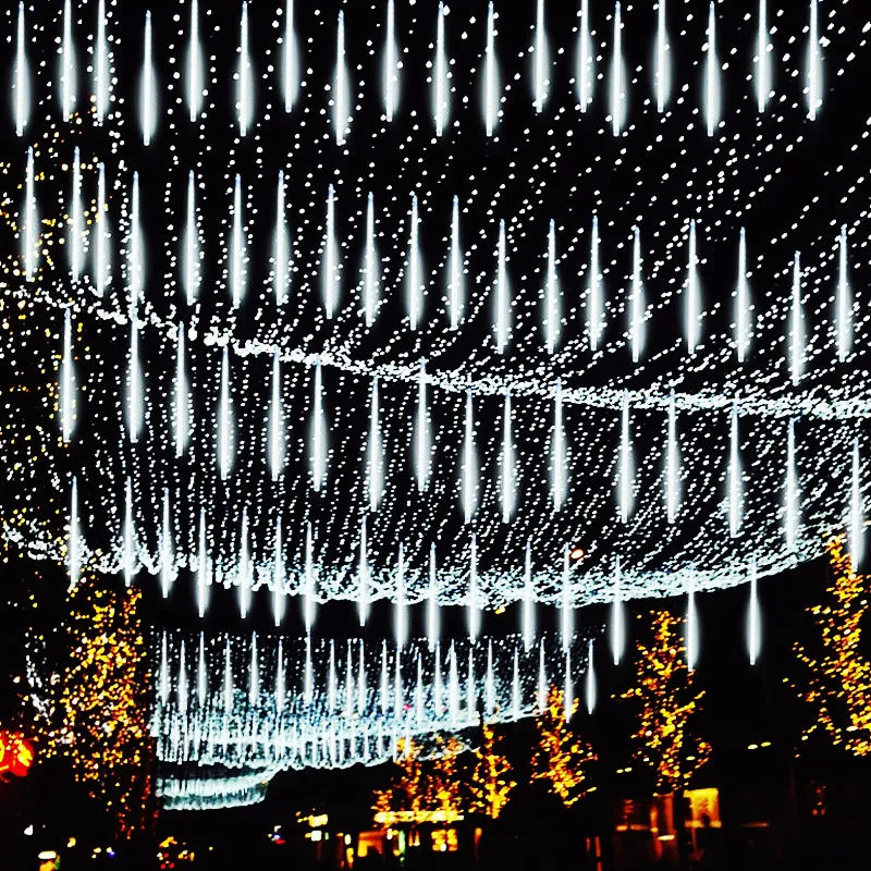 Led Meteor Shower Solar Led String Lights Fairy Garland Christmas Tree Decorations Outdoor Garden Street Lights 8 Tubes 30/50cm