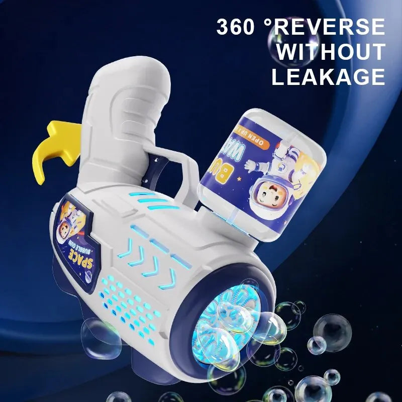 Bubble Machine Spaceman Astronaut Automatic Gatling Bubble Gun Electric Light Explosion Children's Toy