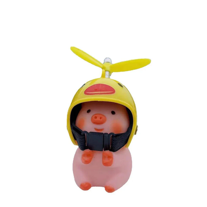 Wind Broken Car Cute Little Pink Pig with Helmet Propeller Wind-breaking Duck Road Bike Motor Helmet Riding Cycling Car Decor