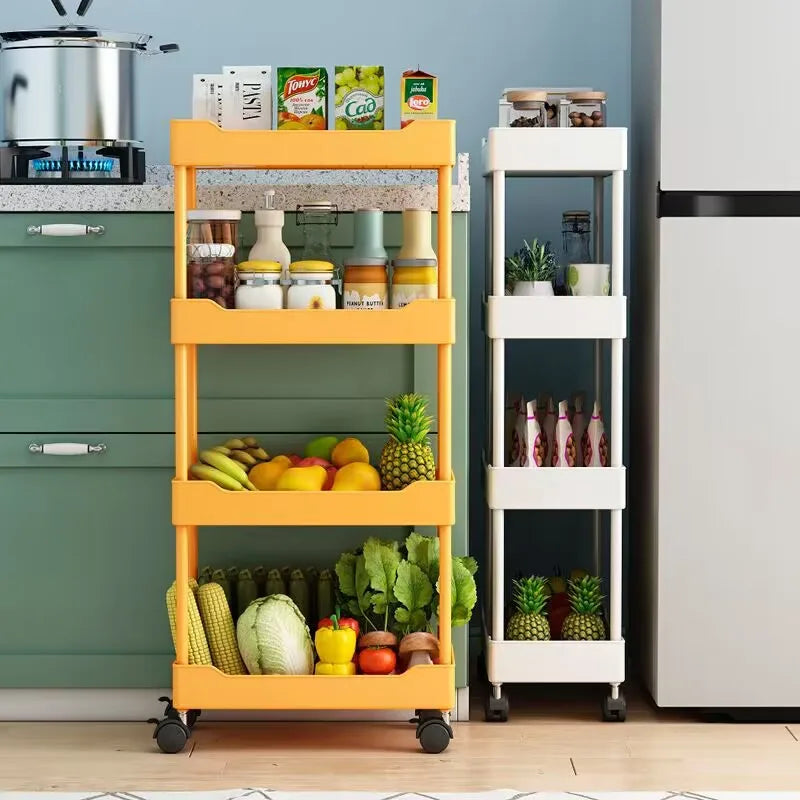 Kitchen shelf floor-mounted multi-storey storage rack movable cart vegetable basket shelf bathroom storage rack