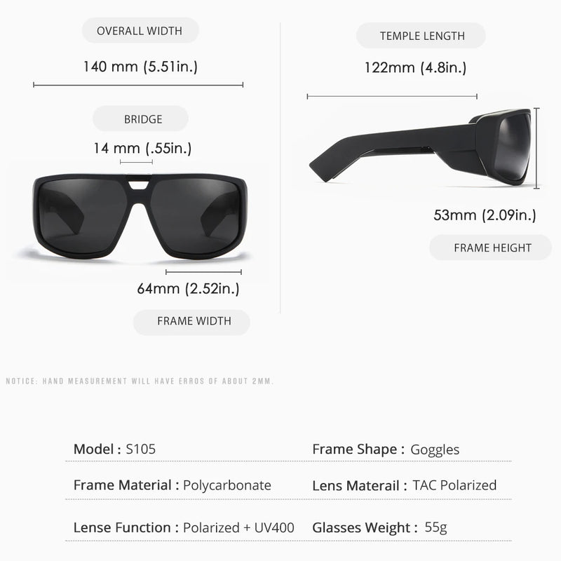 Brand Touring Men's Polarized Sunglasses Sports 1.1mm Thickness Polarization Sun Glasses Quality 5-Barrel Hinges Original Box