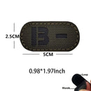 5*2.5CM IR Reflection Blood Type A B AB O POS NEG Embleem Hook and Loop Patches,Tactical Badges Clothes Stickers Glow in Dark