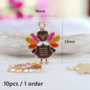 10pcs Cute Thanksgiving Turkey Food Metal Pendant Cartoon Alloy Charms DIY Necklace Bracelet Earrings Jewelry Keychain Accessory