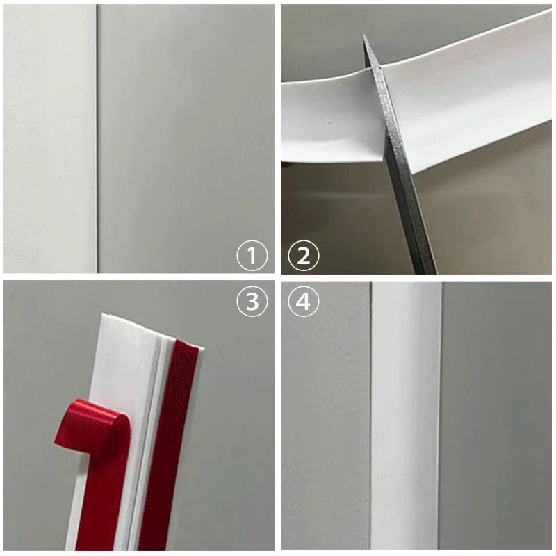 PVC Caulk Internal Corner Skirting Trim Line waterproof tape Ceiling Wall Edge Molding Self-adhesive Decorative Pressure Strip