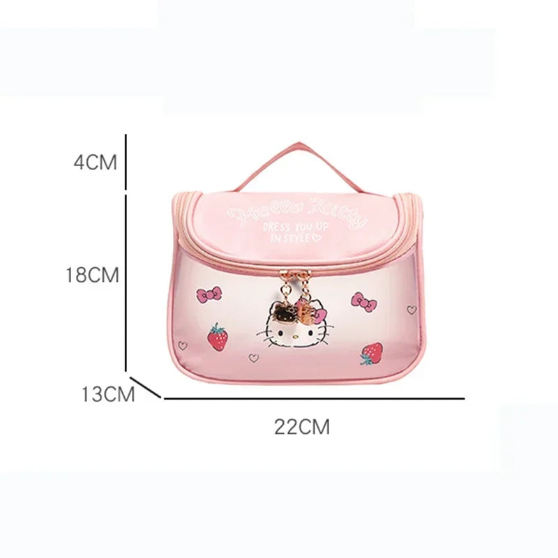 Hello Kitty Cute Cosmetic Bags Sanrio Storage Box Kawaii Toiletry Pouch Make Up Case Lipstick Bag Makeup Purse Organizer Zipper