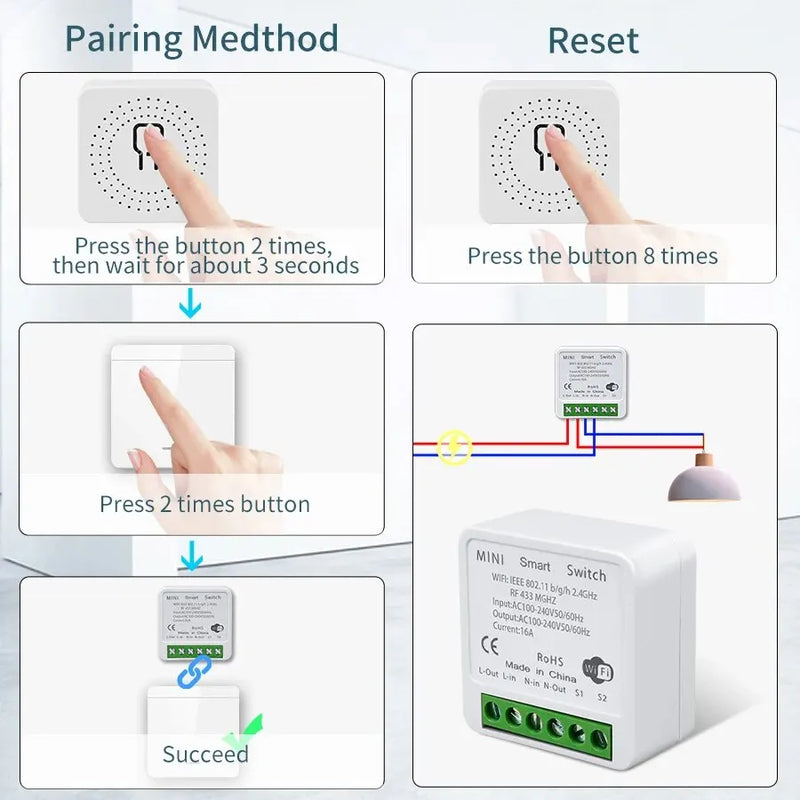 Tuya WiFi Smart with Gang Switch For Lighting RF433MHz Wireless Switch Smart Life APP Voice Control Work With Alice Alexa Google