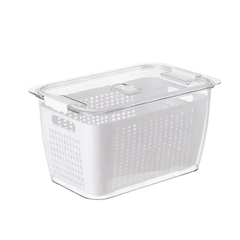 1-Piece Refrigerator Container with Removable Colander Leak-proof Food Storage Container Keeps Fruits, Vegetables and Meat Fresh