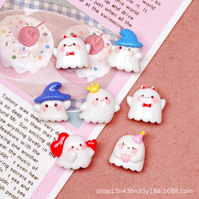 20 Pcs Cute Bright Surface Interesting Cartoon Halloween Ghost Series Resin Scrapbook Diy Jewelry Wedding Hairpin Accessories