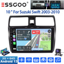 ESSGOO 10" 2DIN Android 13 Carplay Car Stereo Radio For Suzuki Swift 2003-2010 GPS Navigation FM WiFi BT RDS Multimedia Player ﻿