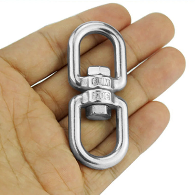 2Pc Double Ended Swivel Eye Hook 304 Stainless Steel Rotation Buckle Swivel Shackle Ring Outdoor Rock Climbing Hiking Carabiner