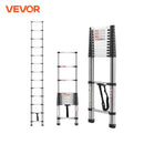 VEVOR Telescoping Ladder Stainless Steel Extension Multi-Button Retraction Collapsible Ladders 375LBS Capacity & Non-Slip Feet