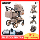 Luxury Baby Stroller 3 in1 Portable Travel Baby Carriage Aluminum Frame Folding Prams High Landscape Car for Newborn Baby BLACK