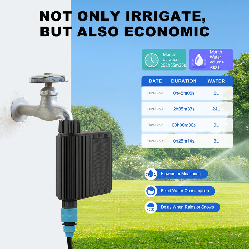 GIRIER Smart Water Timer Solar Powered WiFi Sprinkler Timer with Brass Inlet Automatic Irrigation Controller No Hub Required