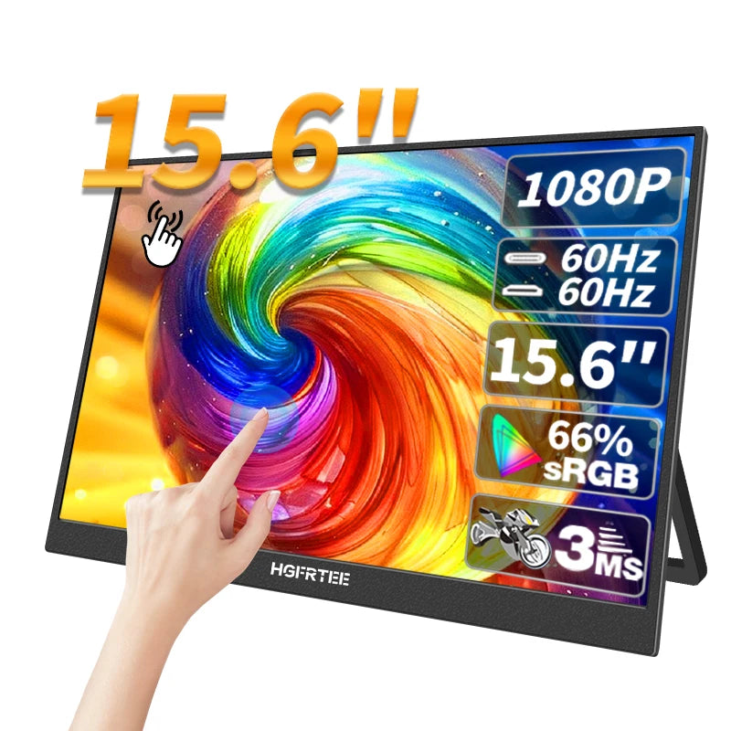 HGFRTEE 15.6 Inch Touch Portable Monitor ADS-IPS 1920*1080P 300cd/m2 Extended Display for Laptop Second Screen XBox PS4/ 5