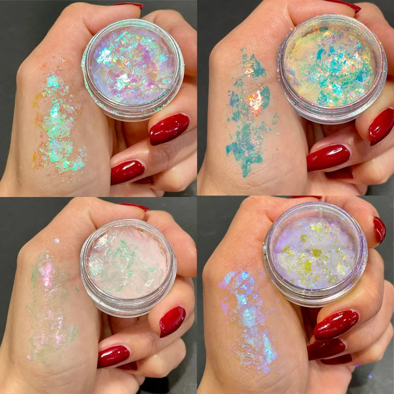 1Jar Aurora Chameleon Snowflake Ultra-Thin Iridescent Nail Sequins Holographic Opal EyeShadow Ice Glitter Nail Chameleon Flakes