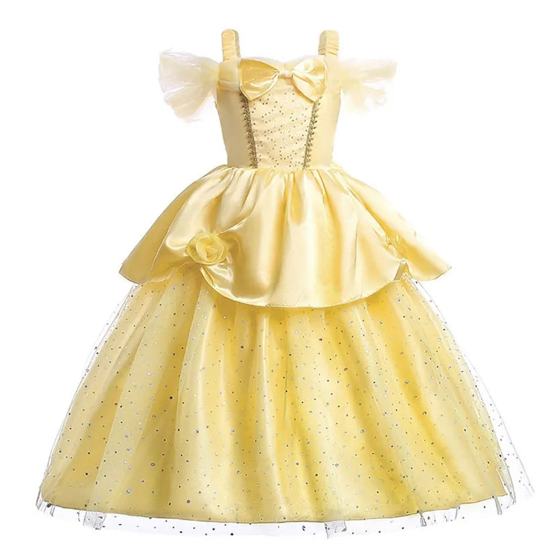 Girl Belle Princess Dress Kids Beauty and The Beast Costume Children Christmas Birthday Cosplay Elegant Party Dress 2-10 Years