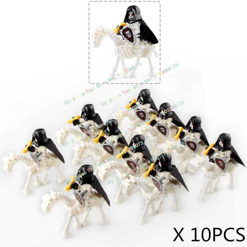 10PCS AX9815-16 Medieval Knight Skeleton Knight Accessories Shield Spear Armor Building Block bricks Action Figure Chilldren Toy